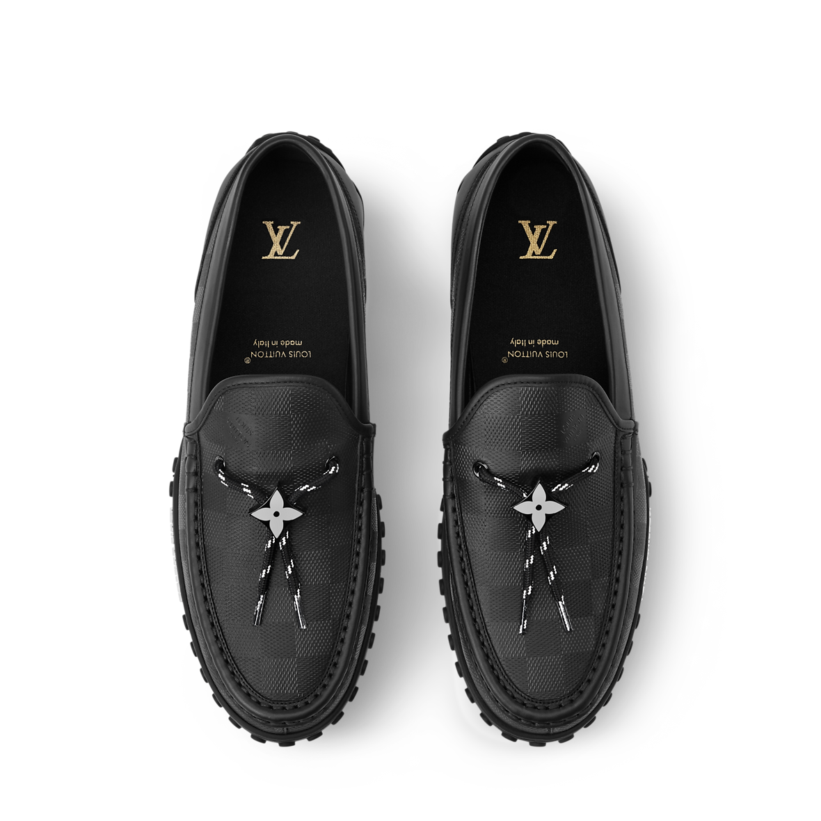 LOUIS VUITTON LV racer line leather Driving shoes loafers Moccasin white 8 1/2